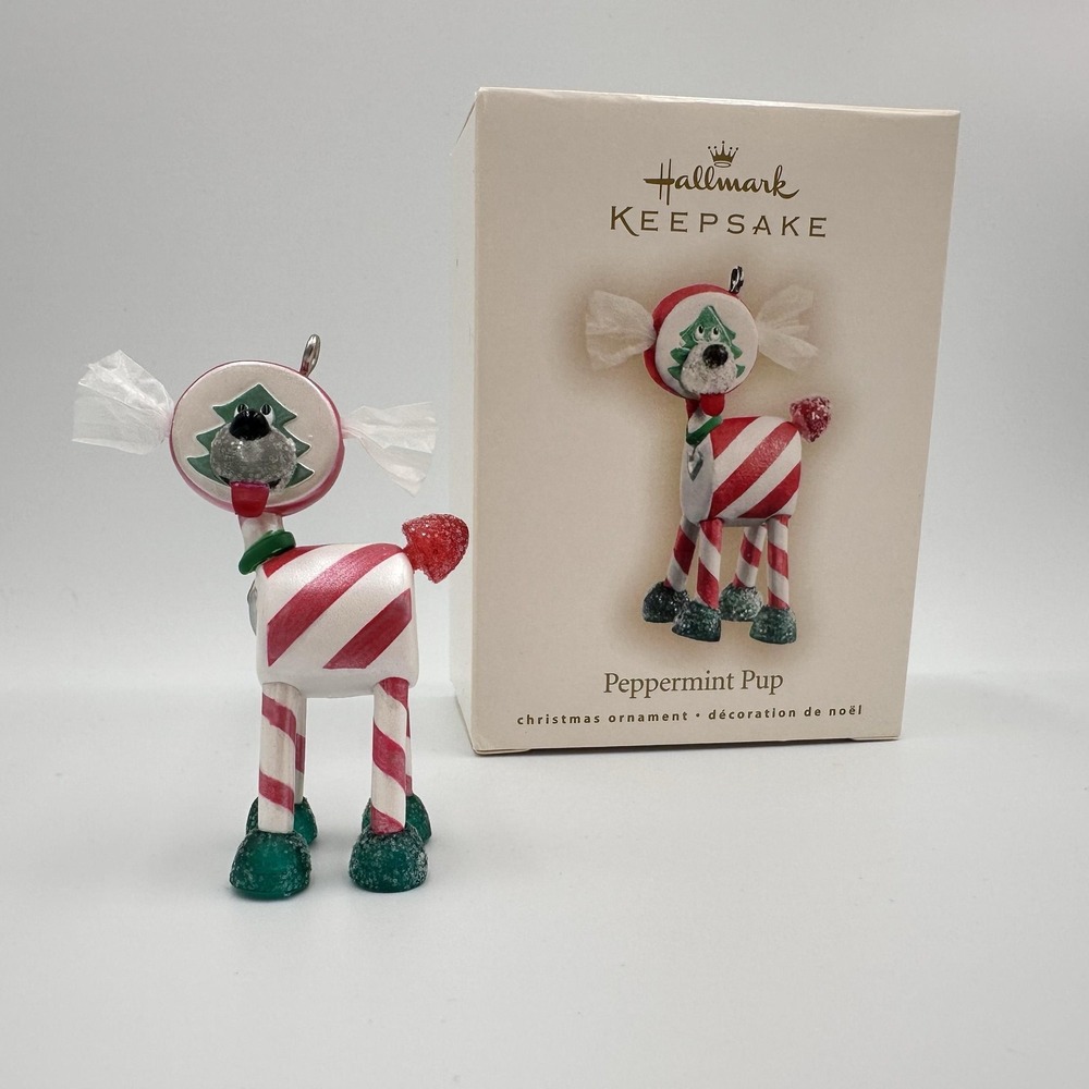 Hallmark Keepsake Peppermint Pup Christmas Ornament‎ 2007 Candy Dog Box - Picture 9 of 9